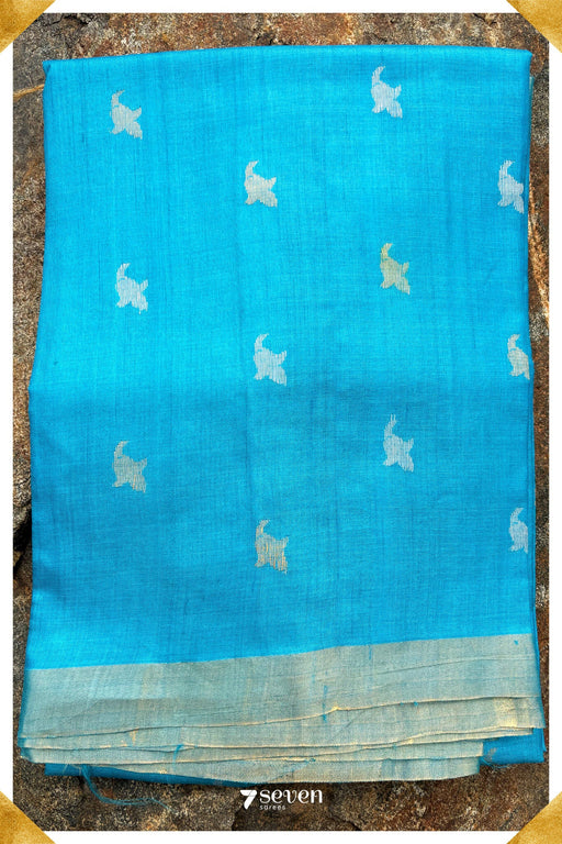 Bryony Chattisgarh Blue Pure Kosa Silk Saree|Silk Mark Certified - Seven Sarees - Saree - Seven Sarees