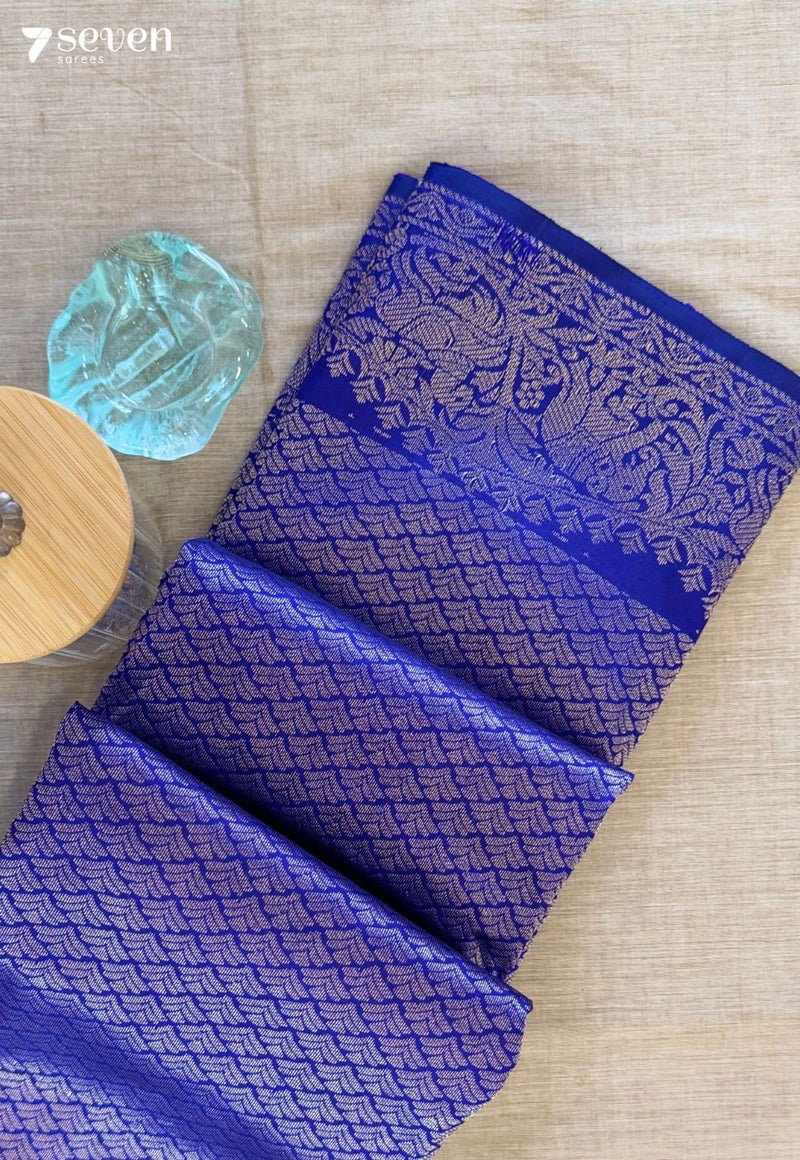 Butterfly Pea Flower Signature Seven Handloom Blue/Orange Bangalore Pure Silk Saree|Silk Mark Certified - Seven Sarees - Saree - Seven Sarees