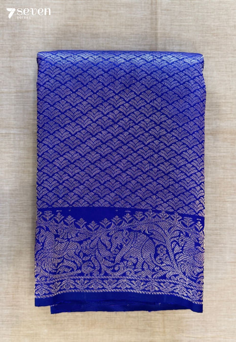 Butterfly Pea Flower Signature Seven Handloom Blue/Orange Bangalore Pure Silk Saree|Silk Mark Certified - Seven Sarees - Saree - Seven Sarees