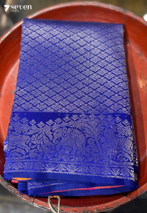 Butterfly Pea Flower Signature Seven Handloom Blue/Orange Bangalore Pure Silk Saree|Silk Mark Certified - Seven Sarees - Saree - Seven Sarees