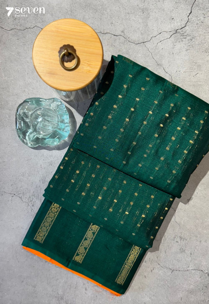 Butterfly Veil Signature Seven Handloom Green Bangalore Pure Silk Cotton Saree - Seven Sarees - Saree - Seven Sarees