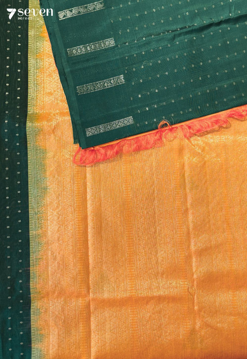 Butterfly Veil Signature Seven Handloom Green Bangalore Pure Silk Cotton Saree - Seven Sarees - Saree - Seven Sarees