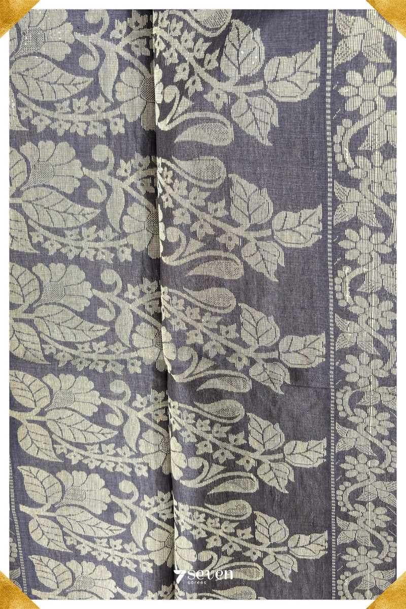 Campanula Chattisgarh Dark Purple Pure Kosa Silk Saree|Silk Mark Certified - Seven Sarees - Saree - Seven Sarees