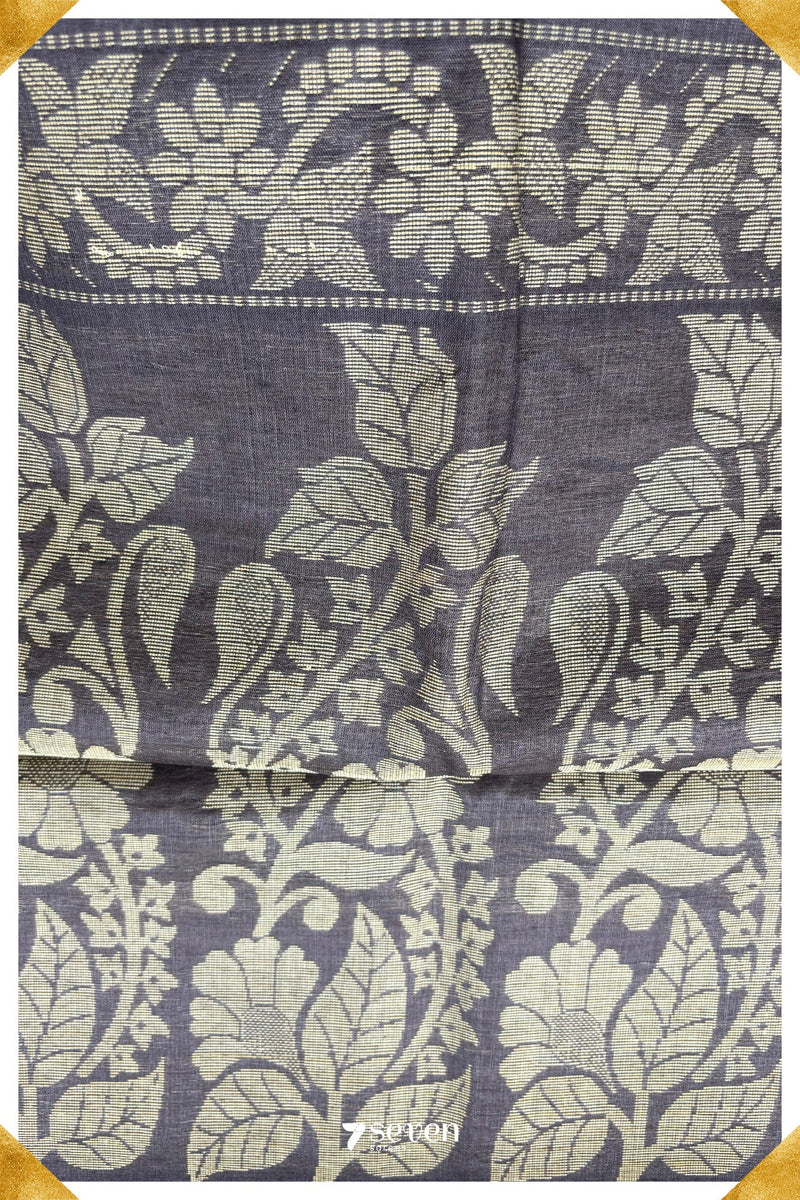 Campanula Chattisgarh Dark Purple Pure Kosa Silk Saree|Silk Mark Certified - Seven Sarees - Saree - Seven Sarees