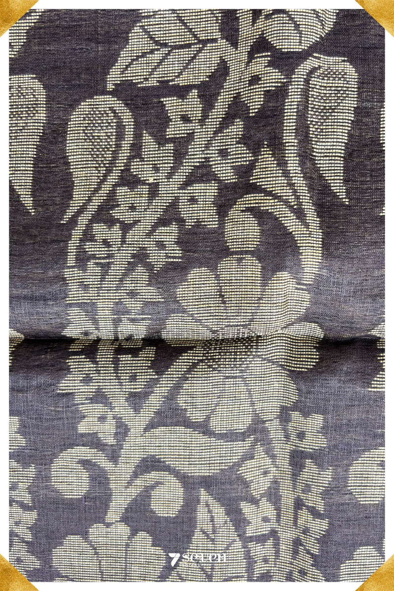 Campanula Chattisgarh Dark Purple Pure Kosa Silk Saree|Silk Mark Certified - Seven Sarees - Saree - Seven Sarees