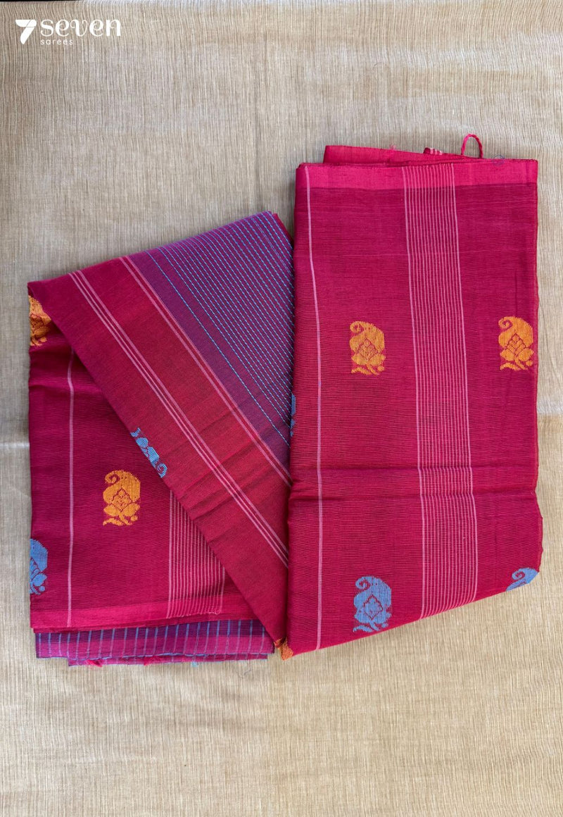 Candied Pearls Signature Seven Handloom Pink Bangalore Pure Cotton Saree - Seven Sarees - Saree - Seven Sarees