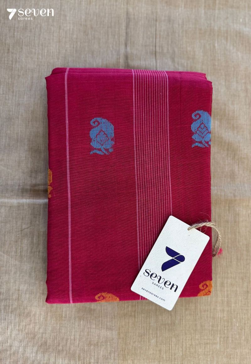 Candied Pearls Signature Seven Handloom Pink Bangalore Pure Cotton Saree - Seven Sarees - Saree - Seven Sarees