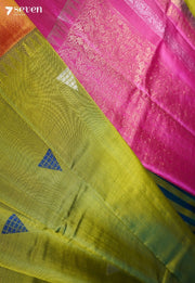 Cantaloupe Signature Seven Handloom Green Bangalore Pure Silk Saree|Silk Mark Certified - Seven Sarees - Saree - Seven Sarees