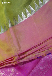 Cantaloupe Signature Seven Handloom Green Bangalore Pure Silk Saree|Silk Mark Certified - Seven Sarees - Saree - Seven Sarees