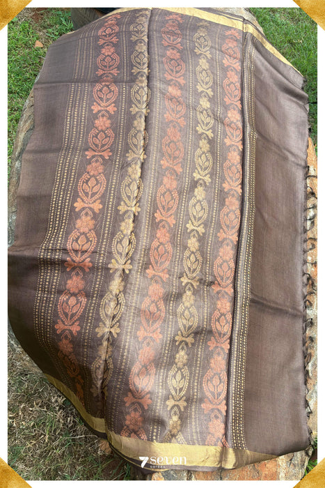 Cassia Chattisgarh Brown Pure Kosa Silk Saree|Silk Mark Certified - Seven Sarees - Saree - Seven Sarees