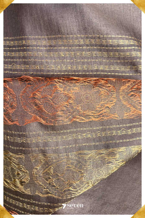 Cassia Chattisgarh Brown Pure Kosa Silk Saree|Silk Mark Certified - Seven Sarees - Saree - Seven Sarees