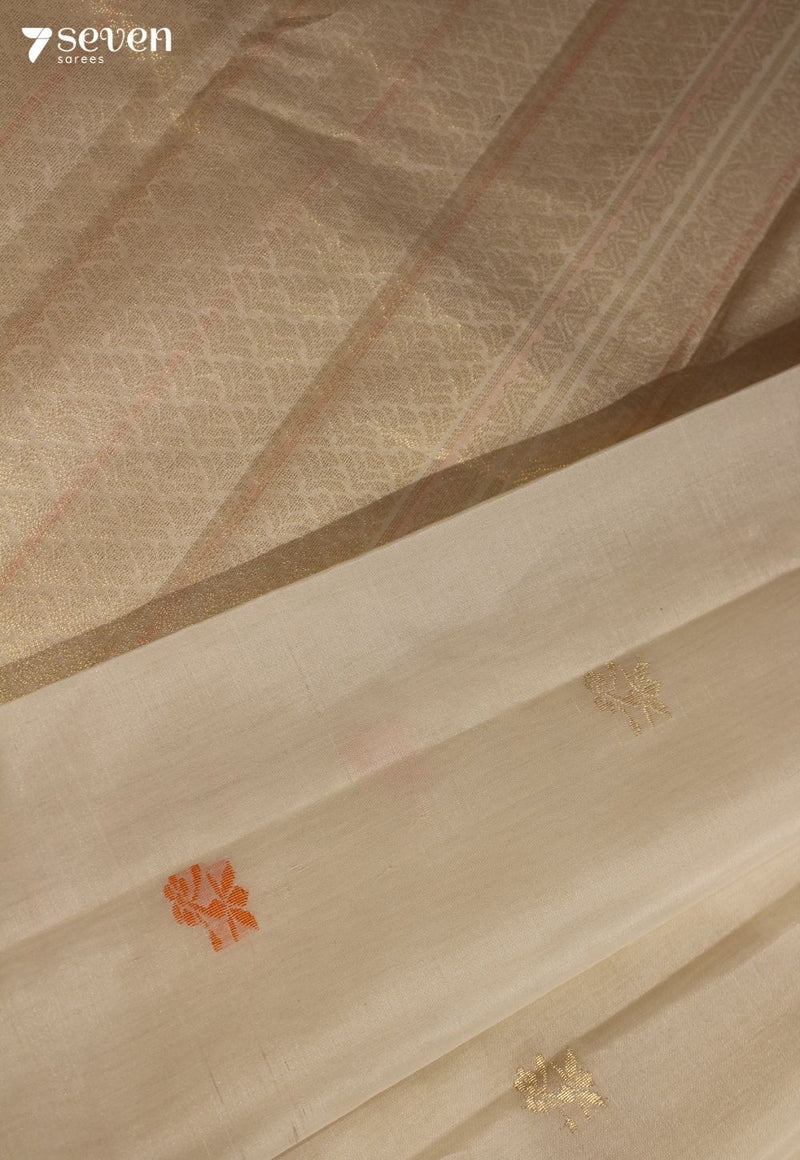 Keshini Signature Seven Handloom Off-White Bangalore Pure Silk Cotton Saree