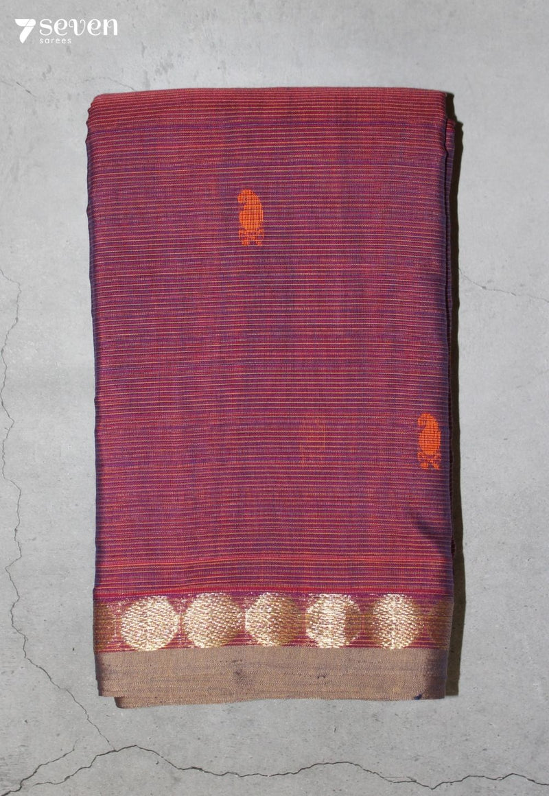 Chaarika Signature Seven Handloom Red Bangalore Pure Cotton Saree - Seven Sarees - Saree - Seven Sarees