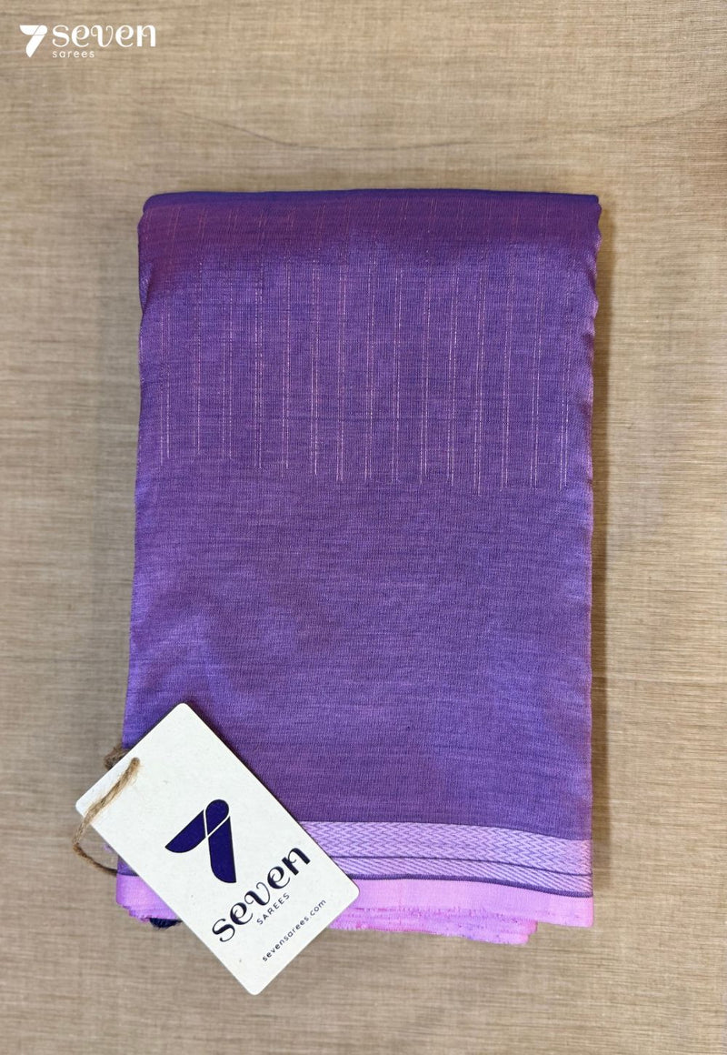 Champak Haze Signature Seven Handloom Purple Bangalore Vegan Silk Saree - Seven Sarees - Saree - Seven Sarees
