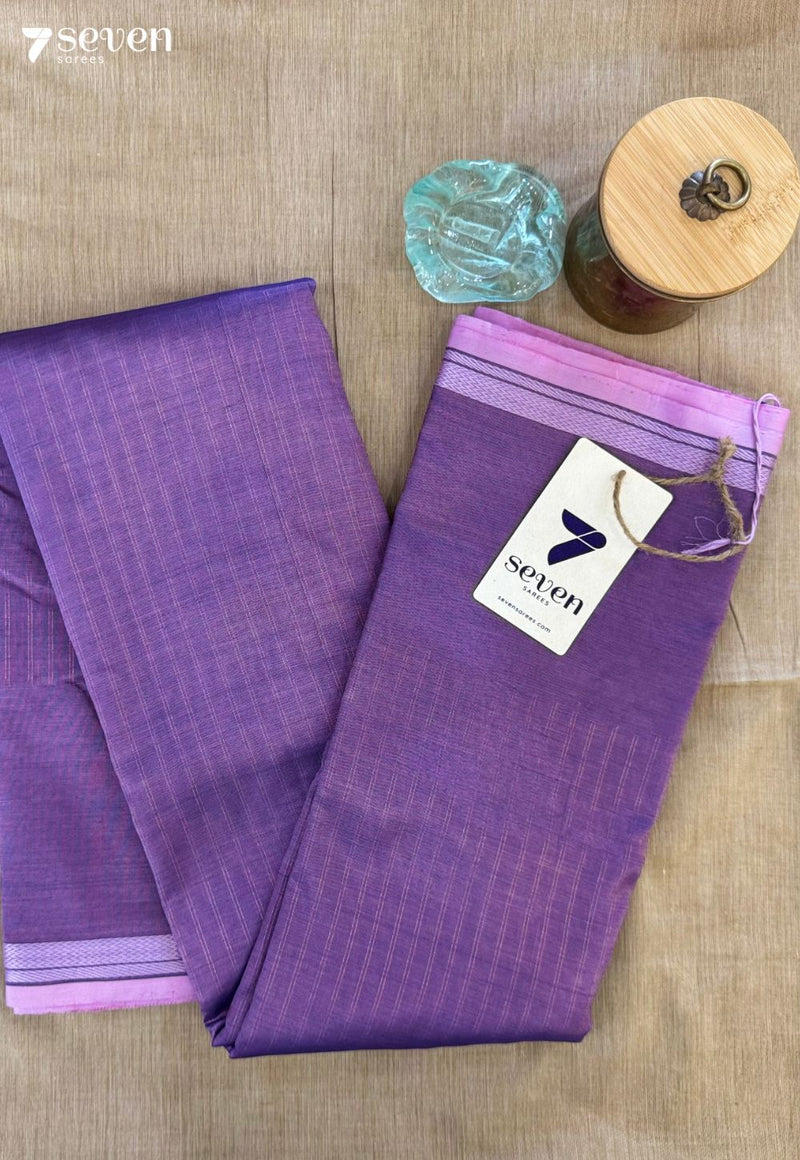 Champak Haze Signature Seven Handloom Purple Bangalore Vegan Silk Saree - Seven Sarees - Saree - Seven Sarees