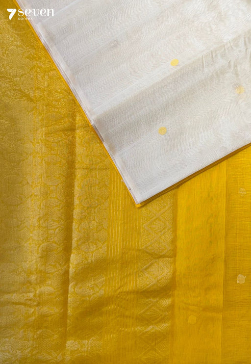 Chandragiri Signature Seven Handloom Off white - Yellow Bangalore Pure Silk Cotton Saree - Seven Sarees - Saree - Seven Sarees