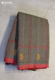 Chandram Signature Seven Handloom Grey Bangalore Pure Cotton Saree - Seven Sarees - Saree - Seven Sarees