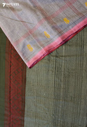 Chandram Signature Seven Handloom Grey Bangalore Pure Cotton Saree - Seven Sarees - Saree - Seven Sarees