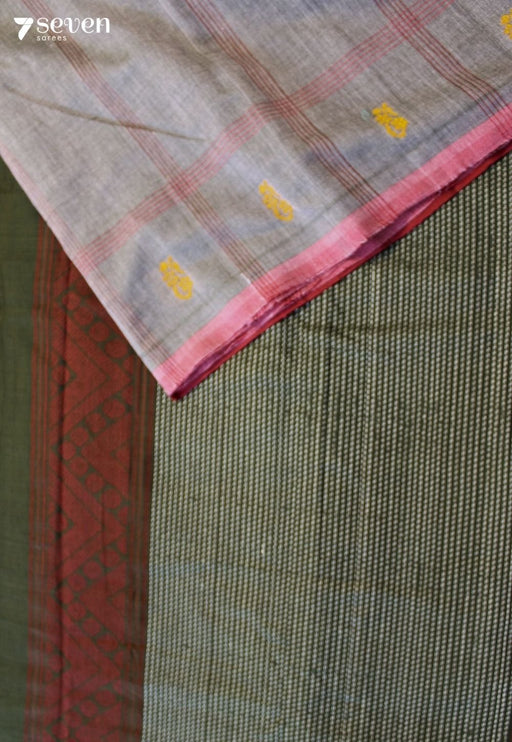 Chandram Signature Seven Handloom Grey Bangalore Pure Cotton Saree - Seven Sarees - Saree - Seven Sarees