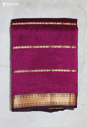 Chandrika Maheshwari Handloom Pink Silk Cotton Saree - Seven Sarees - Seven Sarees