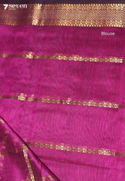 Chandrika Maheshwari Handloom Pink Silk Cotton Saree - Seven Sarees - Seven Sarees