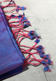 Charvi Mangalagiri Handloom Purple Vegan Silk Saree - Seven Sarees - Saree - Seven Sarees