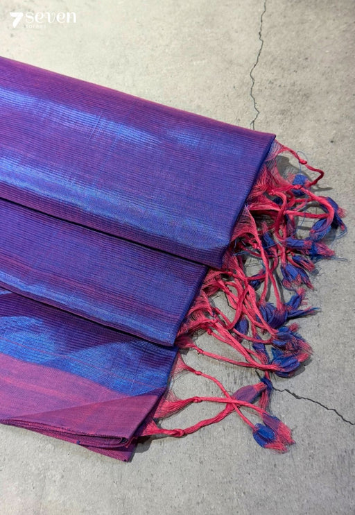 Charvi Mangalagiri Handloom Purple Vegan Silk Saree - Seven Sarees - Saree - Seven Sarees