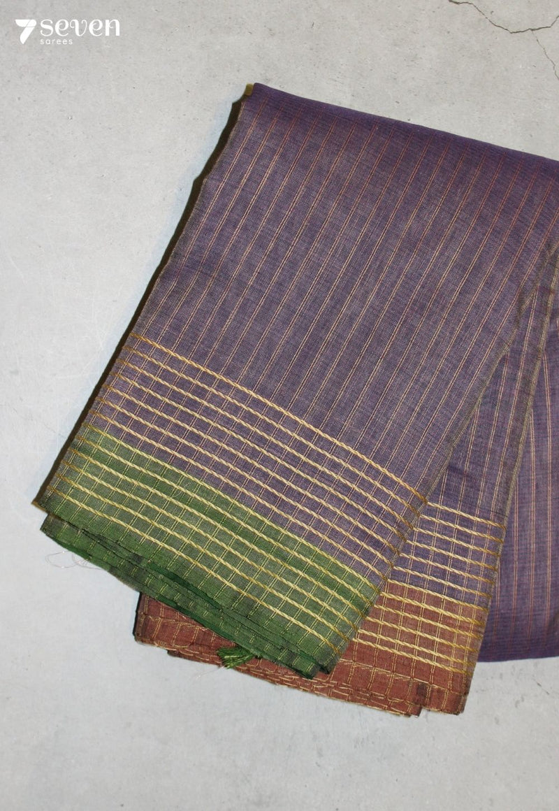 Charvini Signature Seven Handloom Purple Bangalore Pure Cotton Saree - Seven Sarees - Saree - Seven Sarees