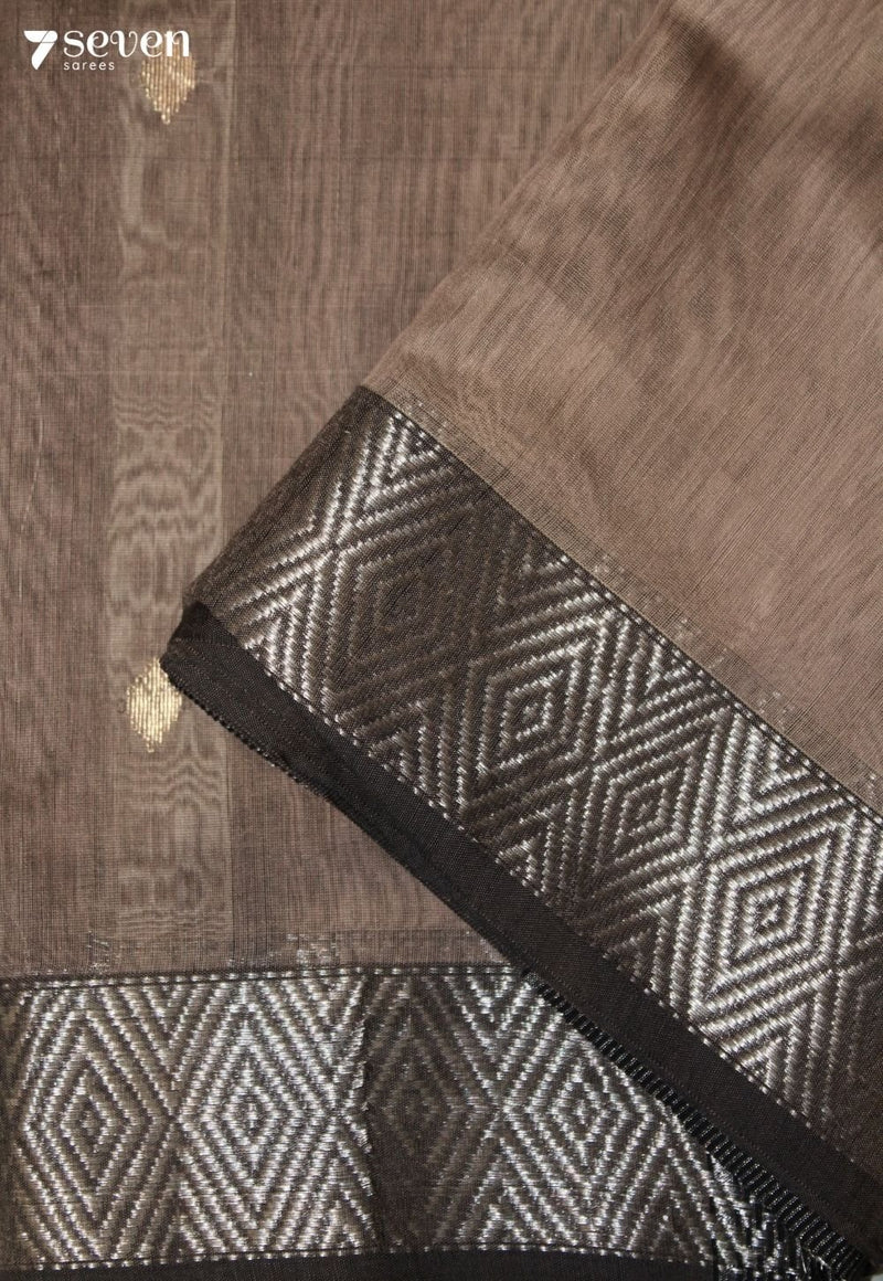 Chayavi Maheshwari Handloom Brown Silk Cotton Saree - Seven Sarees - Seven Sarees