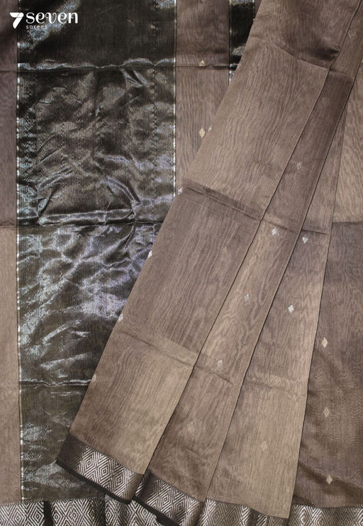 Chayavi Maheshwari Handloom Brown Silk Cotton Saree - Seven Sarees - Seven Sarees
