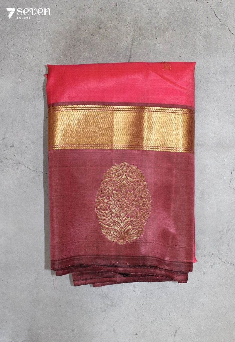 Chayira Signature Seven Handloom Pink Bangalore Pure Silk Saree|Silk Mark Certified - Seven Sarees - Saree - Seven Sarees