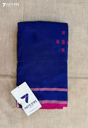 Cherry Trace Signature Seven Handloom Blue Bangalore Vegan Silk Saree - Seven Sarees - Saree - Seven Sarees