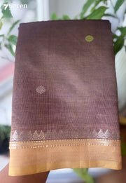 Chilly Summers Seven Signature Seven Handloom Brown Bangalore Vegan Silk Saree - Seven Sarees - Saree - Seven Sarees