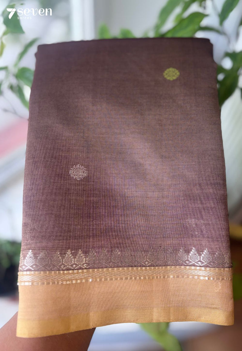 Chilly Summers Seven Signature Seven Handloom Brown Bangalore Vegan Silk Saree - Seven Sarees - Saree - Seven Sarees