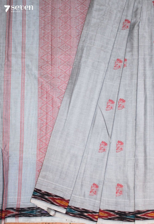 Chitara Signature Seven Handloom Grey Bangalore Pure Cotton Saree - Seven Sarees - Saree - Seven Sarees