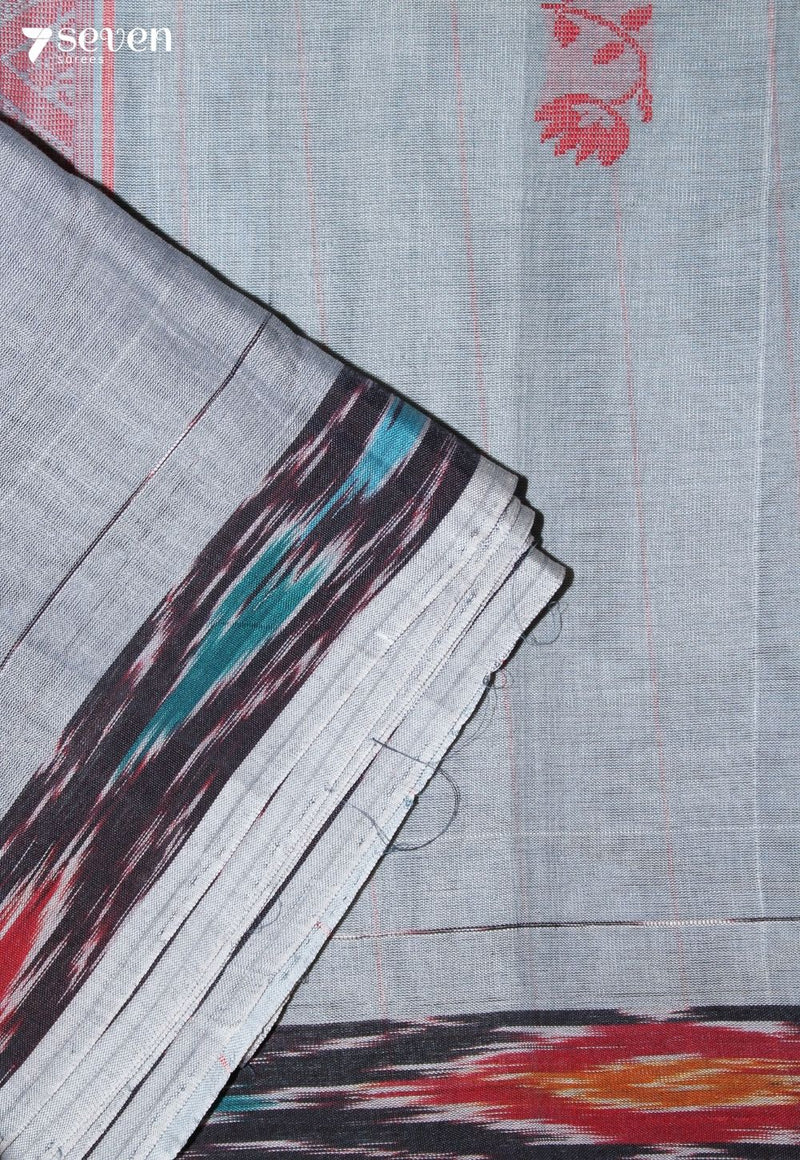 Chitara Signature Seven Handloom Grey Bangalore Pure Cotton Saree - Seven Sarees - Saree - Seven Sarees