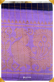 Chithirai Madurai Violet Handmade Pure Cotton Sungudi Checks Saree - Seven Sarees - Saree - Seven Sarees
