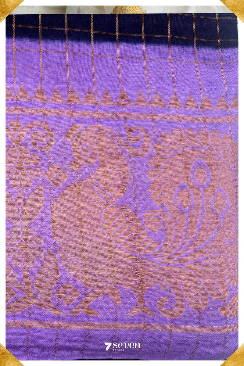 Chithirai Madurai Violet Handmade Pure Cotton Sungudi Checks Saree - Seven Sarees - Saree - Seven Sarees