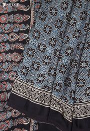 Chitralekha Kutch Black Pure Handmade Ajrakh Modal with Handpasted Mirrors - view 5