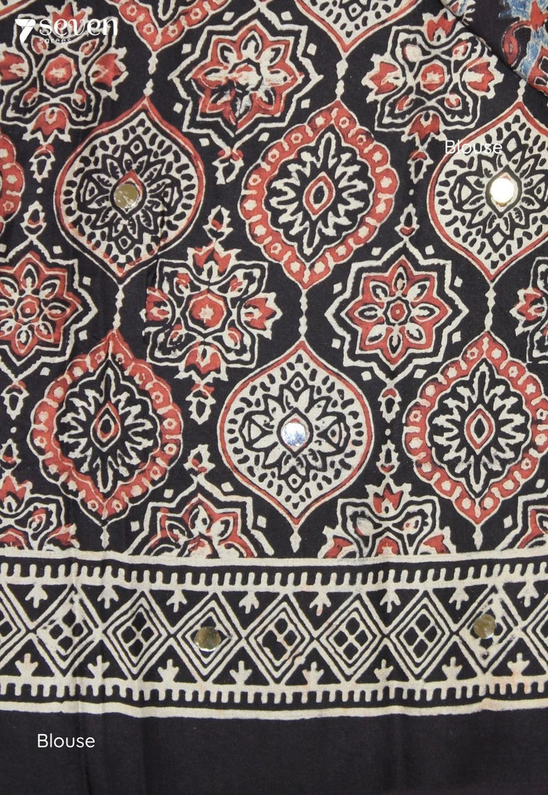 Chitralekha Kutch Black Pure Handmade Ajrakh Modal with Handpasted Mirrors - view 4