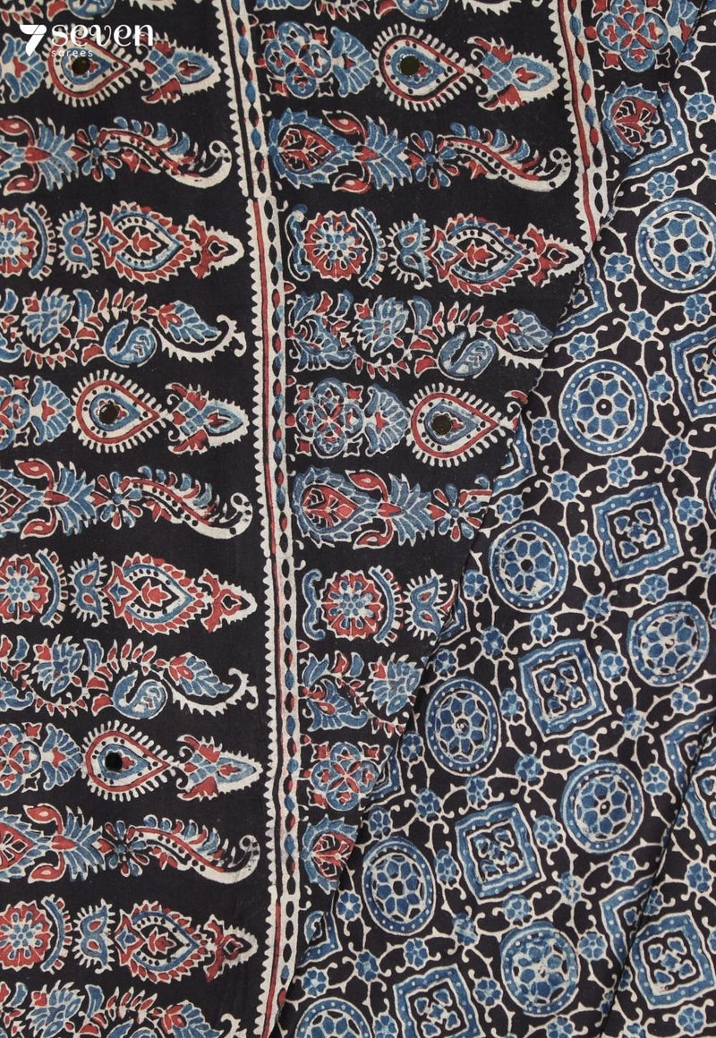 Chitralekha Kutch Black Pure Handmade Ajrakh Modal with Handpasted Mirrors - view 3
