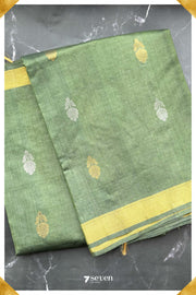 Chloris Chattisgarh Green Pure Kosa Silk Saree|Silk Mark Certified - Seven Sarees - Saree - Seven Sarees