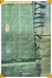 Chloris Chattisgarh Green Pure Kosa Silk Saree|Silk Mark Certified - Seven Sarees - Saree - Seven Sarees