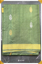 Chloris Chattisgarh Green Pure Kosa Silk Saree|Silk Mark Certified - Seven Sarees - Saree - Seven Sarees