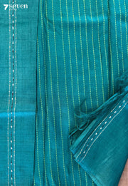 Chui Mui Chattisgarh Teal Pure Tussar Silk Saree | Silk Mark Certified - Seven Sarees - Saree - Seven Sarees