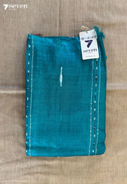 Chui Mui Chattisgarh Teal Pure Tussar Silk Saree | Silk Mark Certified - Seven Sarees - Saree - Seven Sarees