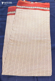 Cinnamon Quilt Jaipur Off - White Handblock 100% Cotton Saree - Seven Sarees - Saree - Seven Sarees