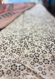 Cinnamon Quilt Jaipur Off - White Handblock 100% Cotton Saree - Seven Sarees - Saree - Seven Sarees