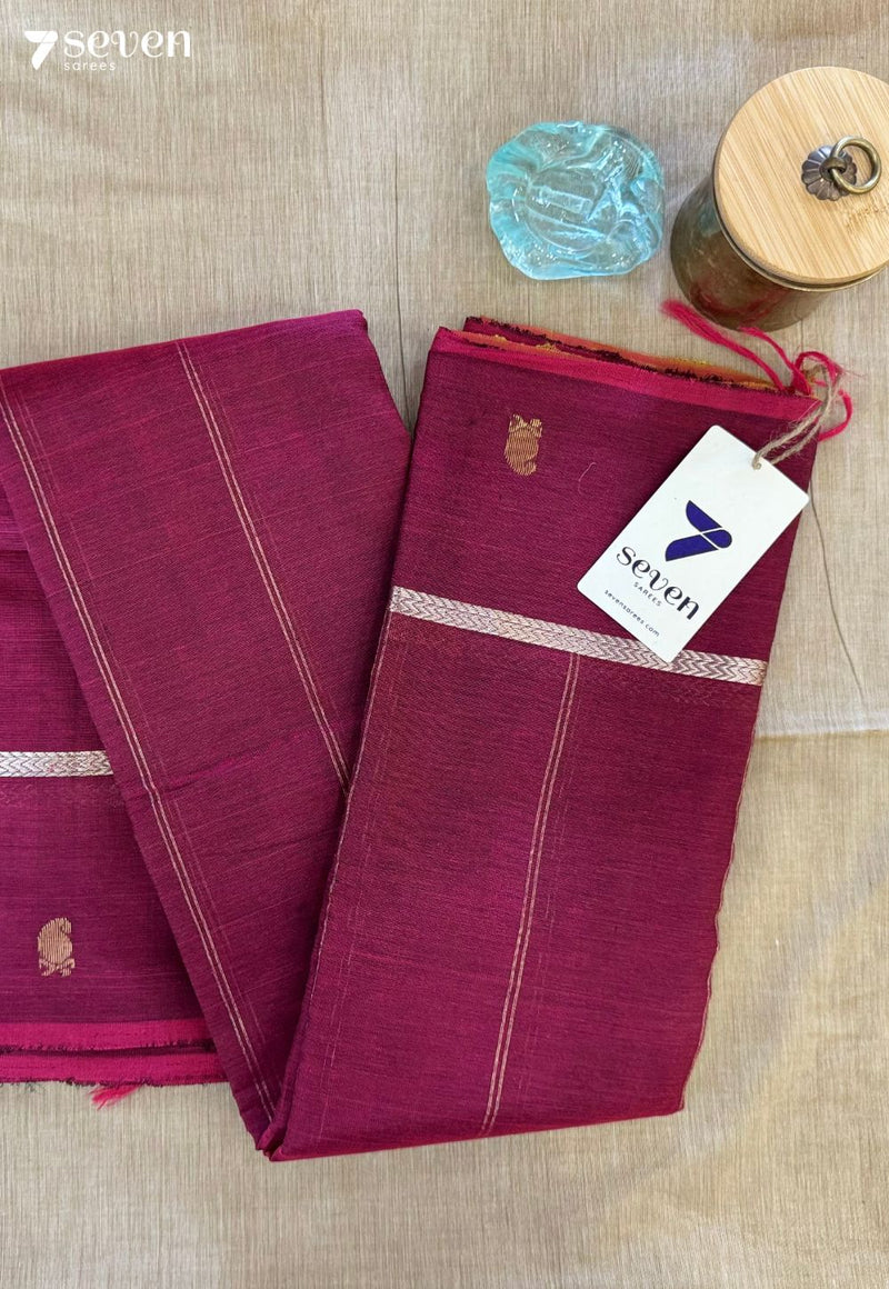 Clove Bani Signature Seven Handloom Red Bangalore Vegan Silk Saree - Seven Sarees - Saree - Seven Sarees