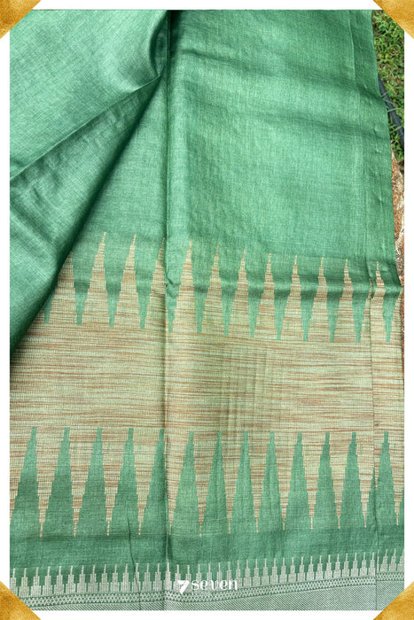 Clover Chattisgarh Green Pure Kosa Silk Saree|Silk Mark Certified - Seven Sarees - Saree - Seven Sarees